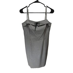 Ann Taylor LOFT Gingham Sheath‎ Dress Womens 6 Black White Plaid Bow Retro 90s
